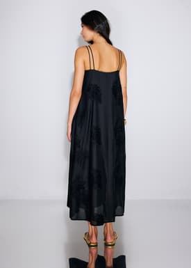 Embroidered Camisole Trapeze Maxi Dress