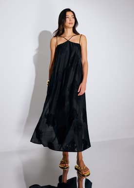 Embroidered Camisole Trapeze Maxi Dress