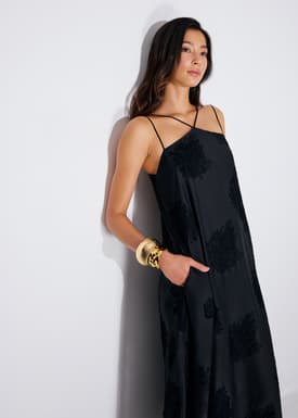 Embroidered Camisole Trapeze Maxi Dress