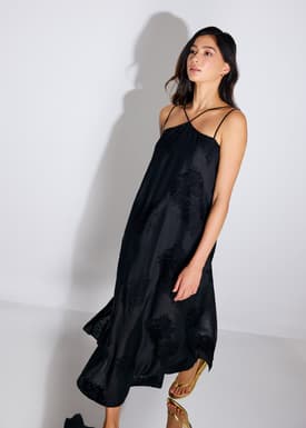 Embroidered Camisole Trapeze Maxi Dress