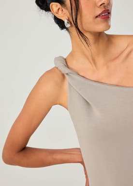 Tencel Shoulder Twist Toga Cocoon Maxi Dress