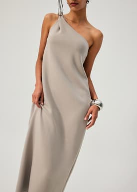 Tencel Shoulder Twist Toga Cocoon Maxi Dress