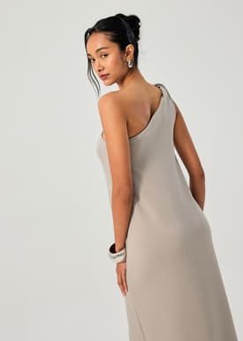 Tencel Shoulder Twist Toga Cocoon Maxi Dress