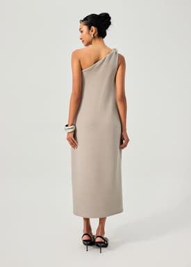 Tencel Shoulder Twist Toga Cocoon Maxi Dress