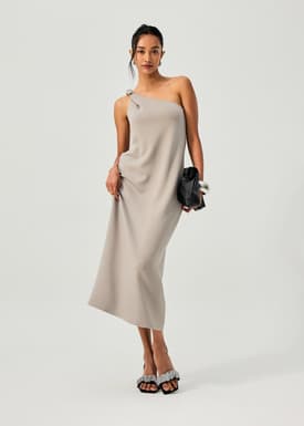 Tencel Shoulder Twist Toga Cocoon Maxi Dress