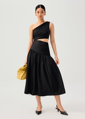 Lyocell Cut Out Toga Fit & Flare Maxi Dress