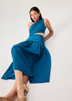 Lyocell Cut Out Toga Fit & Flare Maxi Dress