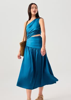 Lyocell Cut Out Toga Fit & Flare Maxi Dress