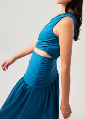 Lyocell Cut Out Toga Fit & Flare Maxi Dress