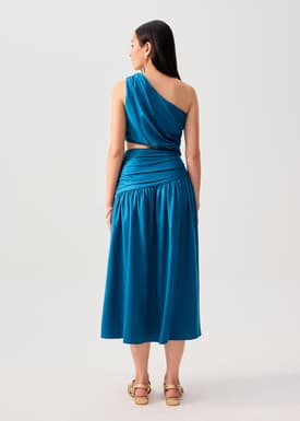 Lyocell Cut Out Toga Fit & Flare Maxi Dress