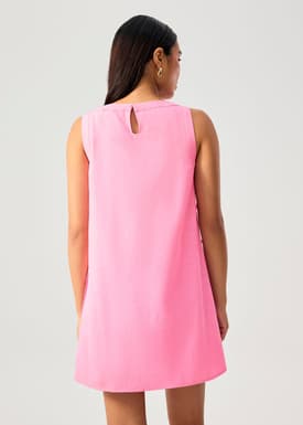 Cotton Boat Neck Shift Mini Dress