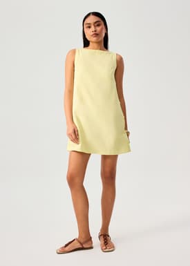 Cotton Boat Neck Shift Mini Dress