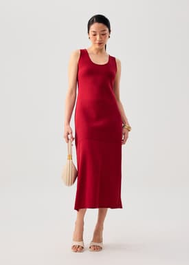 Reversible Sheer Knit Column Midaxi Dress