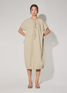 Multi-way Cotton Drawstring Cocoon Midaxi Dress