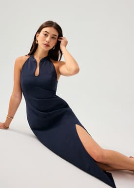 Cotton Side Slit Column Midaxi Cheongsam