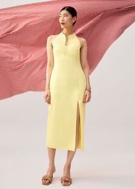 Cotton Side Slit Column Midaxi Cheongsam