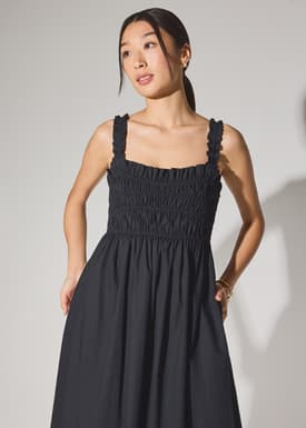 Cotton Ruched Sweetheart Fit & Flare Maxi Dress