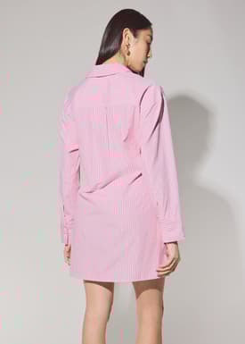 RuchedReady® Striped Cotton Collared A-line Mini Dress