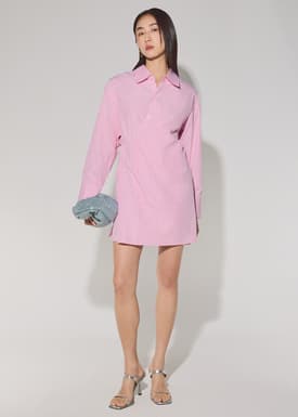 RuchedReady® Striped Cotton Collared A-line Mini Dress