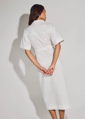 Cotton Button Down Utility Midaxi Dress