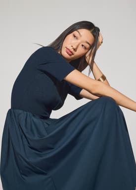 Jersey Fit & Flare Floor Length Dress