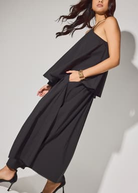Cotton Tiered Halter Neck Trapeze Maxi Dress