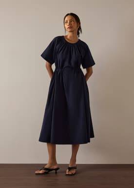 Fit & Flare Midi Dress With Sash