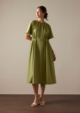Fit & Flare Midi Dress With Sash