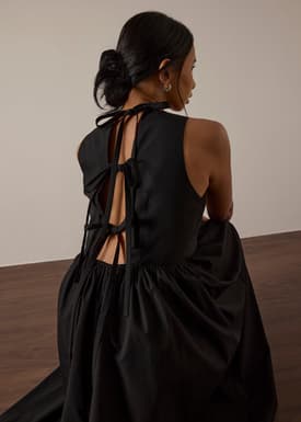 Cotton Open Back Tie Dress