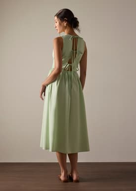 Cotton Open Back Tie Dress