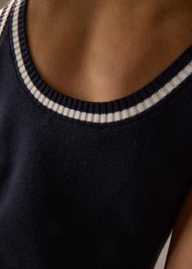 Contrast Piping Knit A-Line Mini Dress