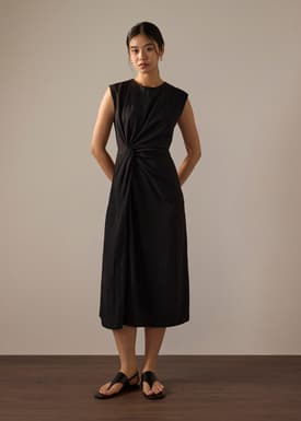 Crinkled Twist Knot Midaxi Dress