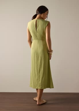 Crinkled Twist Knot Midaxi Dress