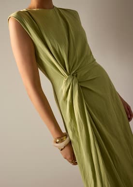 Crinkled Twist Knot Midaxi Dress