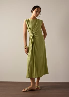 Crinkled Twist Knot Midaxi Dress