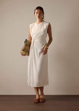 Crinkled Twist Knot Midaxi Dress