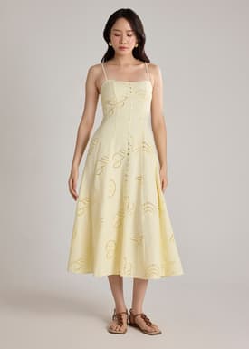 BraFree by LB Sweetheart Neck Dress in Tidal Escape Broderie