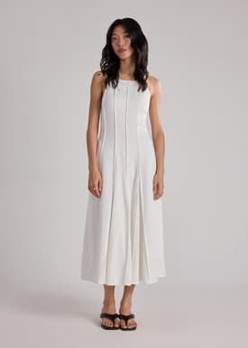 Pintuck Fit & Flare Dress