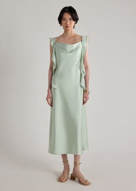 BraFree by LB Multi-way Satin Dress With Removable Ruffle Straps