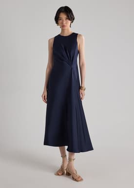 Satin Drape Bias Cut Dress