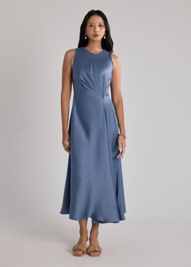 Satin Drape Bias Cut Dress