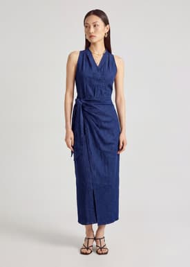 Denim Column Maxi Dress