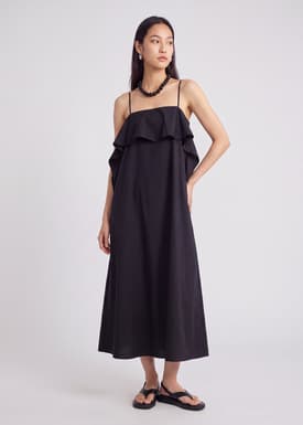 Ruffle Overlay Midi Dress
