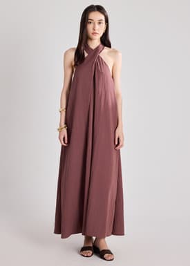 Rayon Halter Trapeze Dress