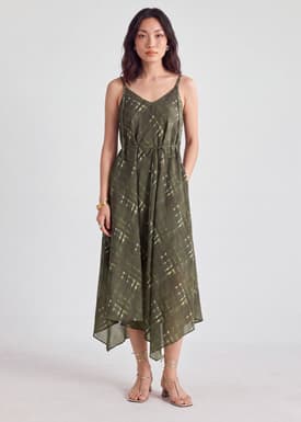 Printed Lyocell Trapeze Dress