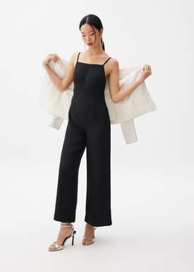 Padded Cut Out Straight Neck Jumpsuit