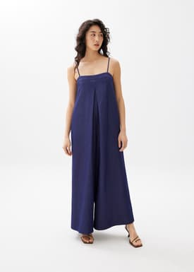 Straight Neck Wide Leg Jumpsuit