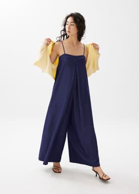 Straight Neck Wide Leg Jumpsuit