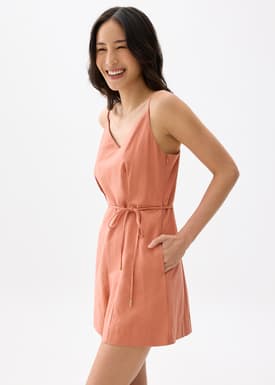 Cotton V-neck Romper