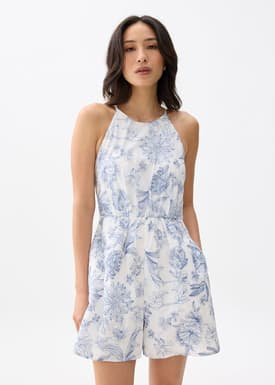 Floral Broderie Round Neck Romper
